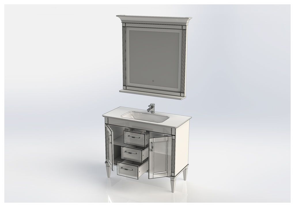 Комплект мебели для ванной Aquanet Селена 105 белый/серебро (3 ящика, 2 дверцы) 00233129 - Вид №4