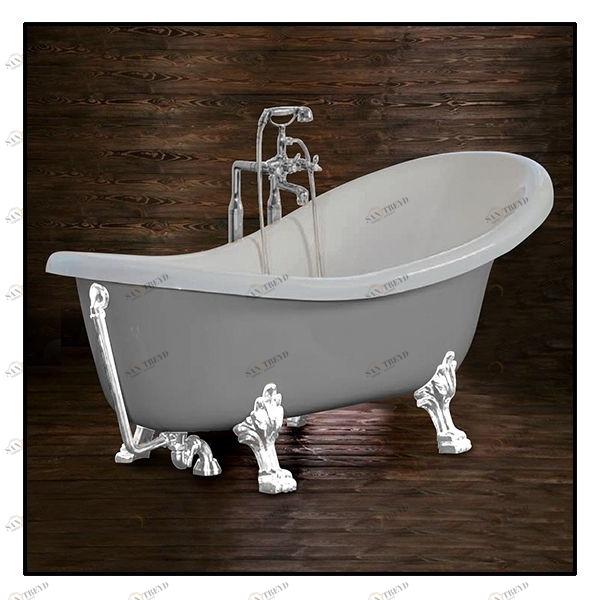 Ванна Akcjum Rectime 170 WR-02-01-KB-M овальная серая с белыми ножками WR0201KBM