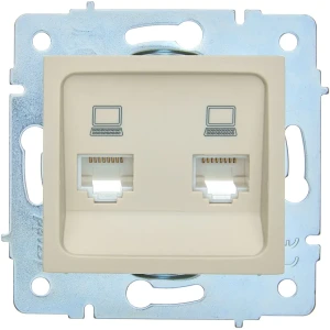 Розетка двойная компьютерная встраиваемая Lezard Asti без заземления цвет кремовый