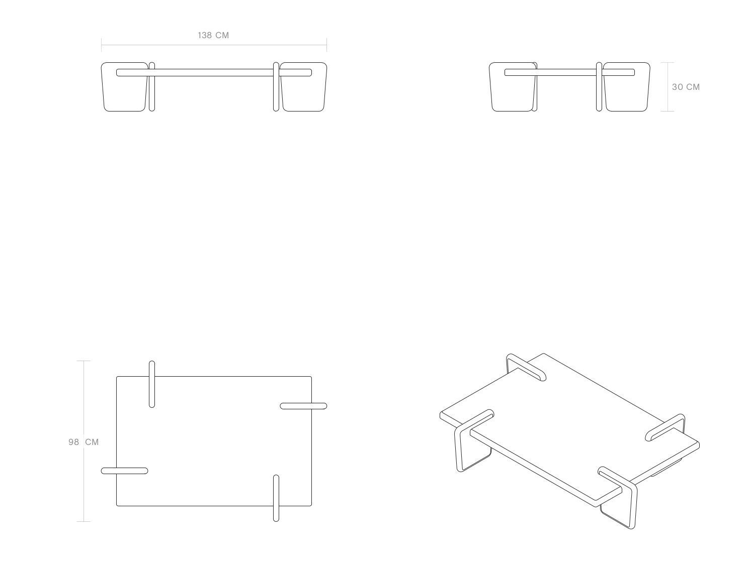 Прямоугольный журнальный столик из тикового дерева Phantom Hands X + L ARCH-00097112 - Вид №5