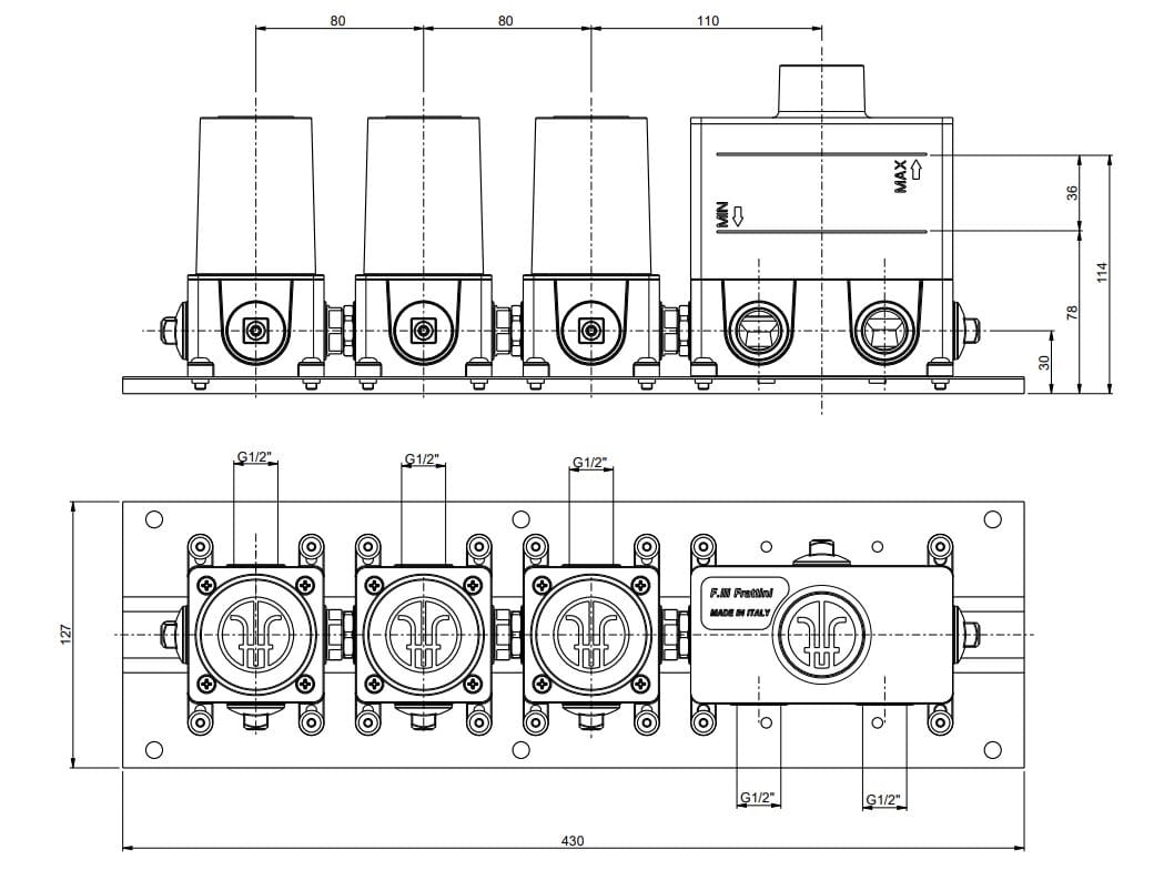 Встраиваемый корпус для прогрессивного смесителя Rubinetterie Frattini 98000V3 ARCH-00053409 - Вид №2