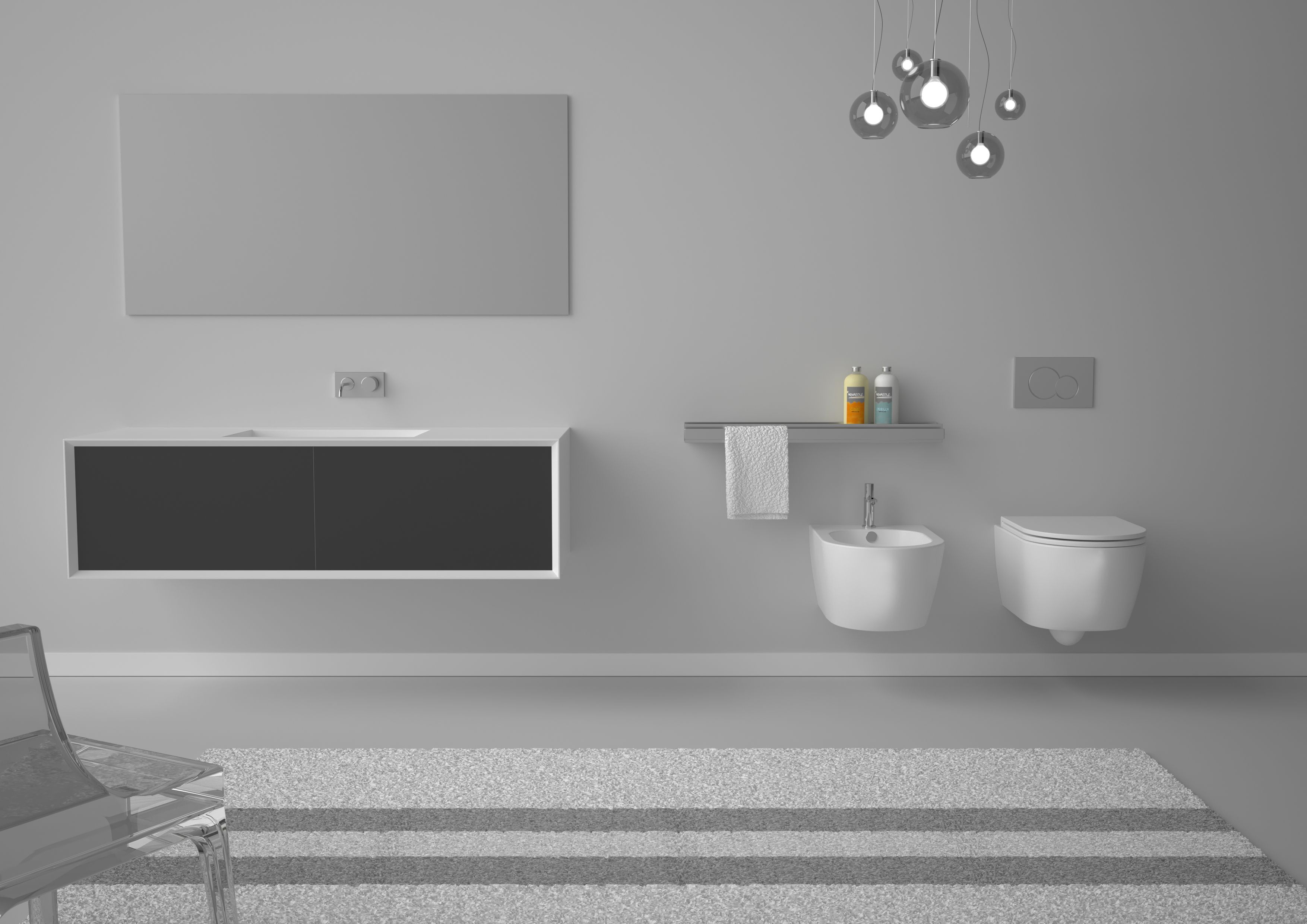 Подвесной шкаф для умывальника из МДФ со встроенной раковиной и ящиками GSG Ceramic Design Милан ARCH-00134288 - Вид №3