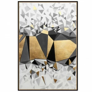 Постер прямоугольный на художественной бумаге 80х60 см "Кубическая абстракция-1" EVENHOME ДИЗАЙНЕРСКИЕ 00-3878744 Белый;золото;черный