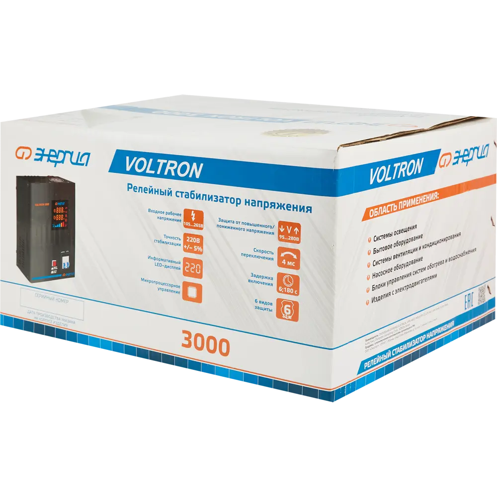 Стабилизатор напряжения Энергия Voltron-3000 2.4 кВт Santreyd STLM-2106449 - Вид №5