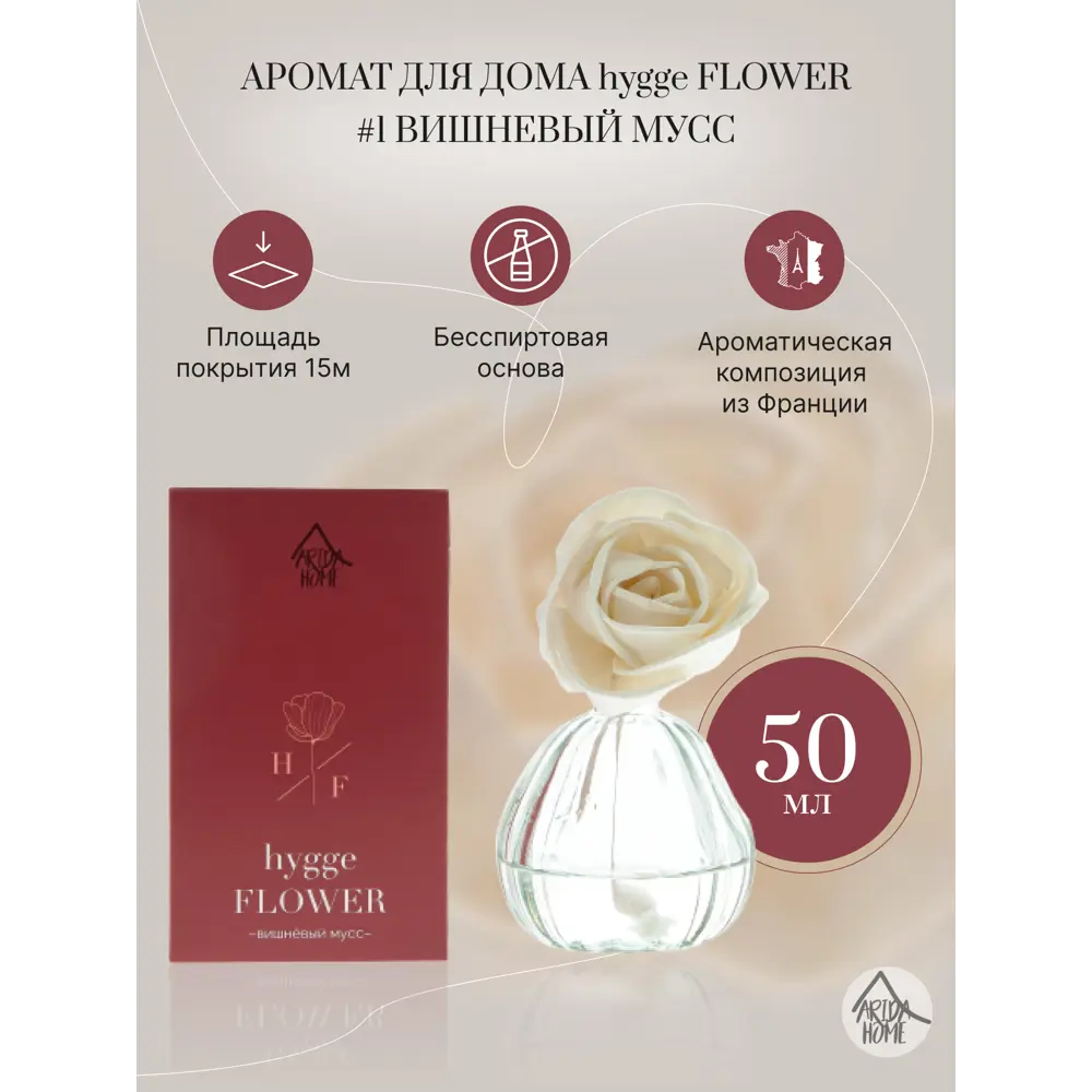Ароматизатор воздуха Hygge Flower 1 Вишневый мусс 50 мл 84180723 STLM-2062262 ARIDA HOME  - Вид №1