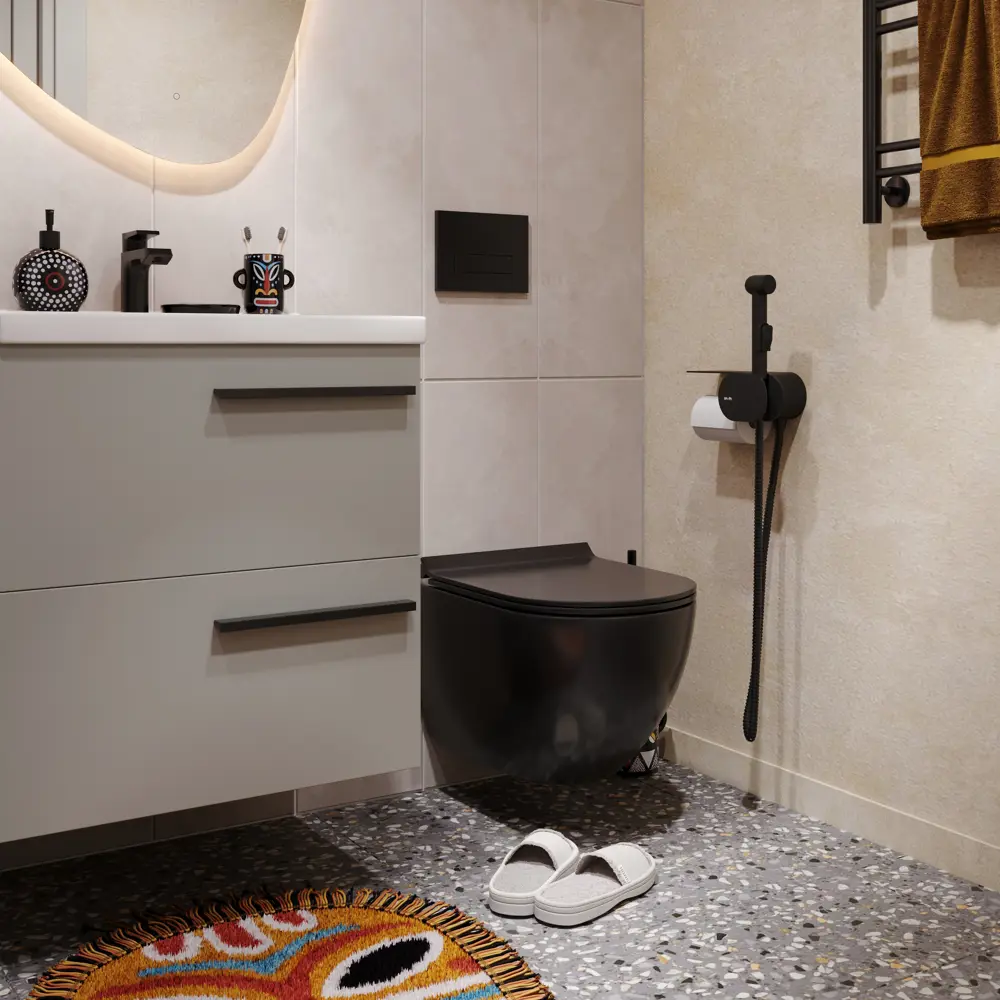 82800109 Унитаз подвесной Culto Andi безободковый с сиденьем микролифт цвет чёрный STLM-0036111 - Вид №8