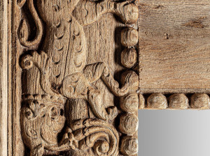 Прямоугольное зеркало из тикового дерева с рамкой