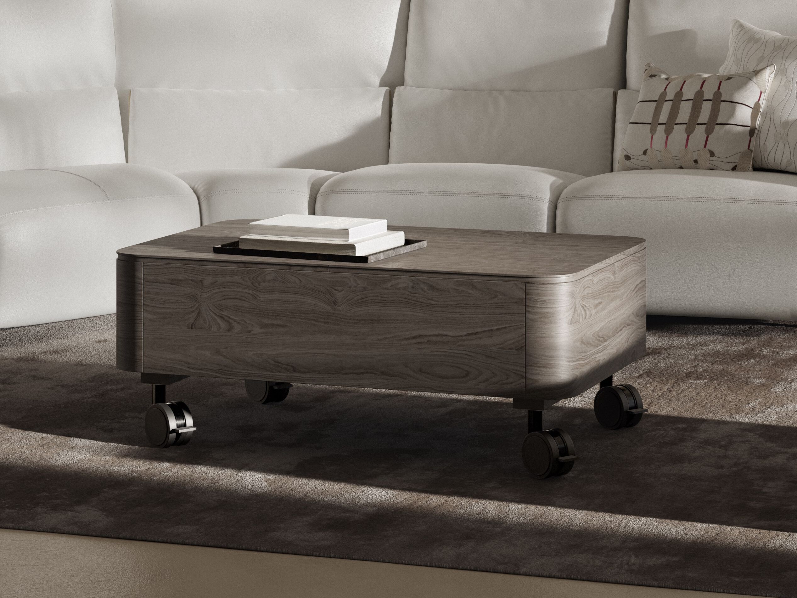 Деревянный журнальный столик с колесами и отсеком для хранения Natuzzi Italia SQUARE ARCH-00091390 - Вид №29