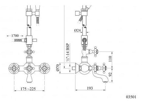 Bronces Mestre Настенная душевая стойка с ручным душем Retro 035016.c00.50 - Вид №1