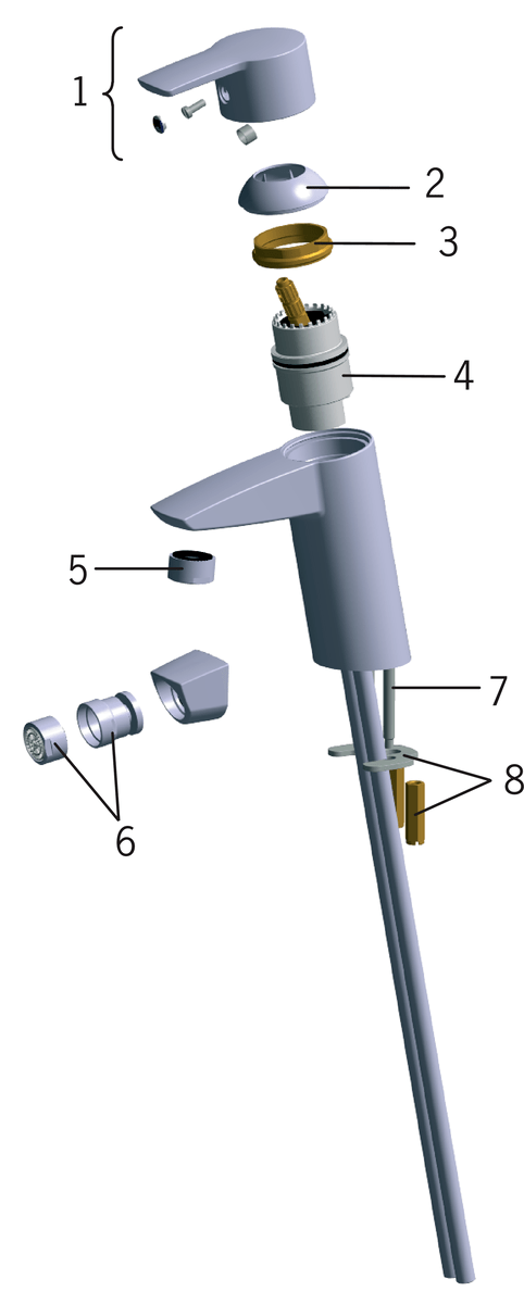 Oras 2801F Высокий смеситель 2801F Cubista Хром  - Вид №6