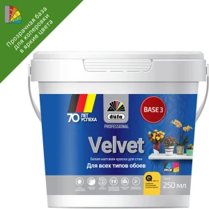 Краска для обоев Dufa Pro Velvet полуматовая прозрачная 250 мл