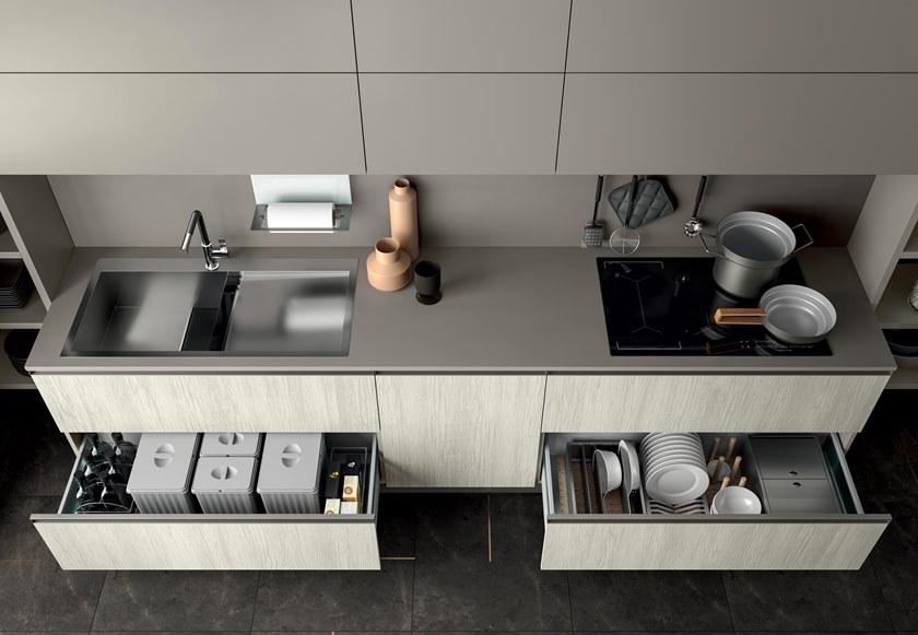 Febal Casa Лакированная линейная кухня со встроенными ручками sun-id-1444141 - Вид №1