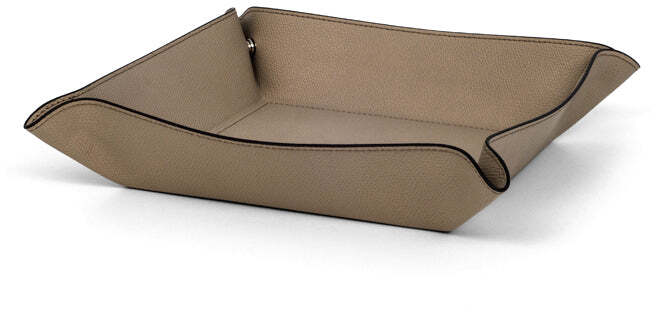 Квадратный поднос для мелочей - 20X20 см / зернистая кожа_серо-коричневый