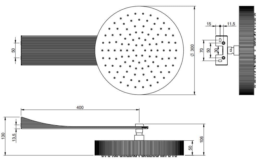 Набор для душа из латуни с душем и ручным душем Rubinetterie Treemme Aurelia ARCH-00051005 - Вид №2
