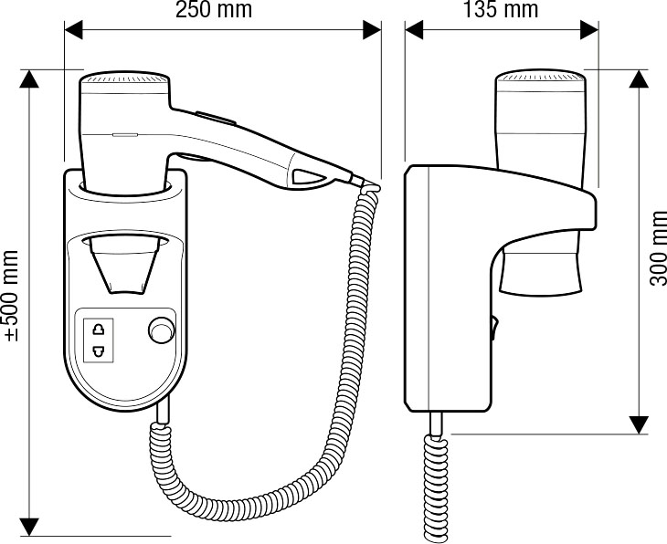 Valera Premium Smart 1600 Socket Мод. 533.05 / 032.02 - 1600 Вт - фен с настенным держателем 55330153 