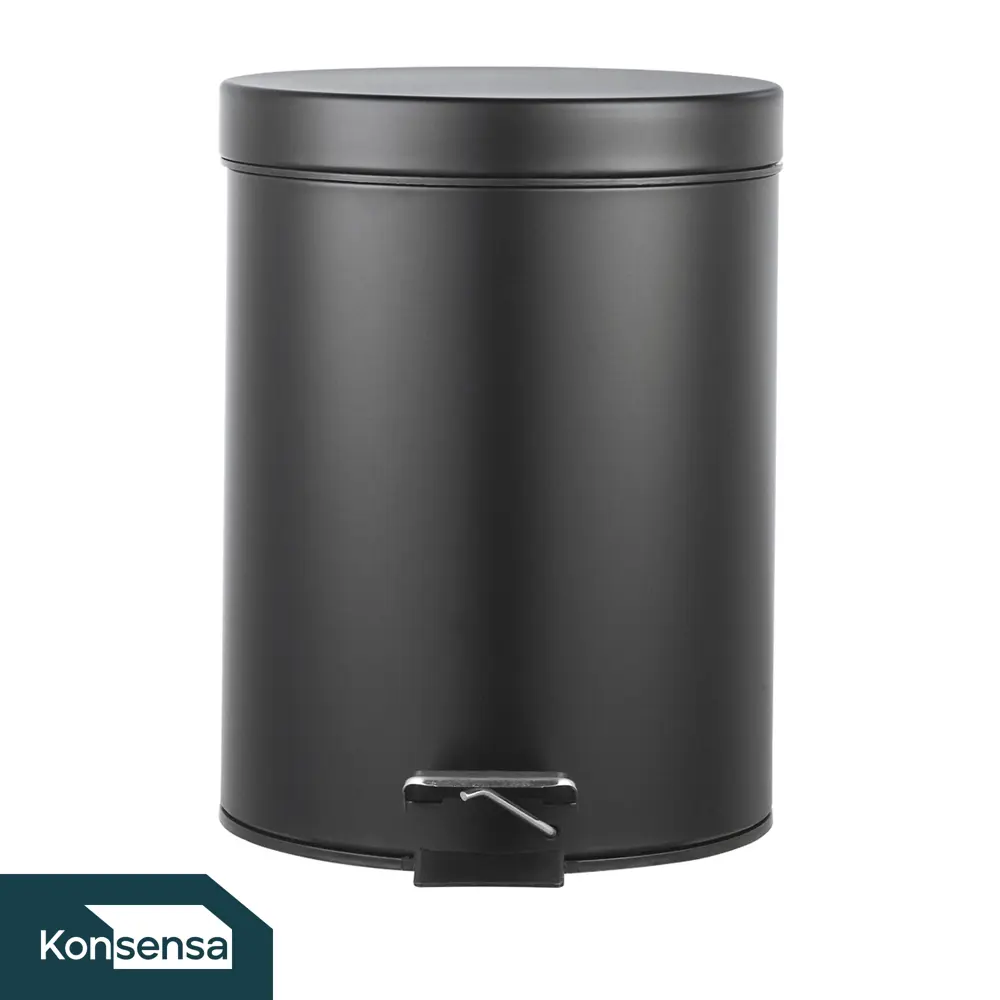 Контейнер для мусора для ванной KONSENSA Терни 5 л сталь цвет черный STLM-2057114 - Вид №1