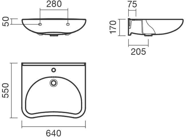 Раковина подвесная 65 Sanitana MOBIL H8137140000951  - Вид №1