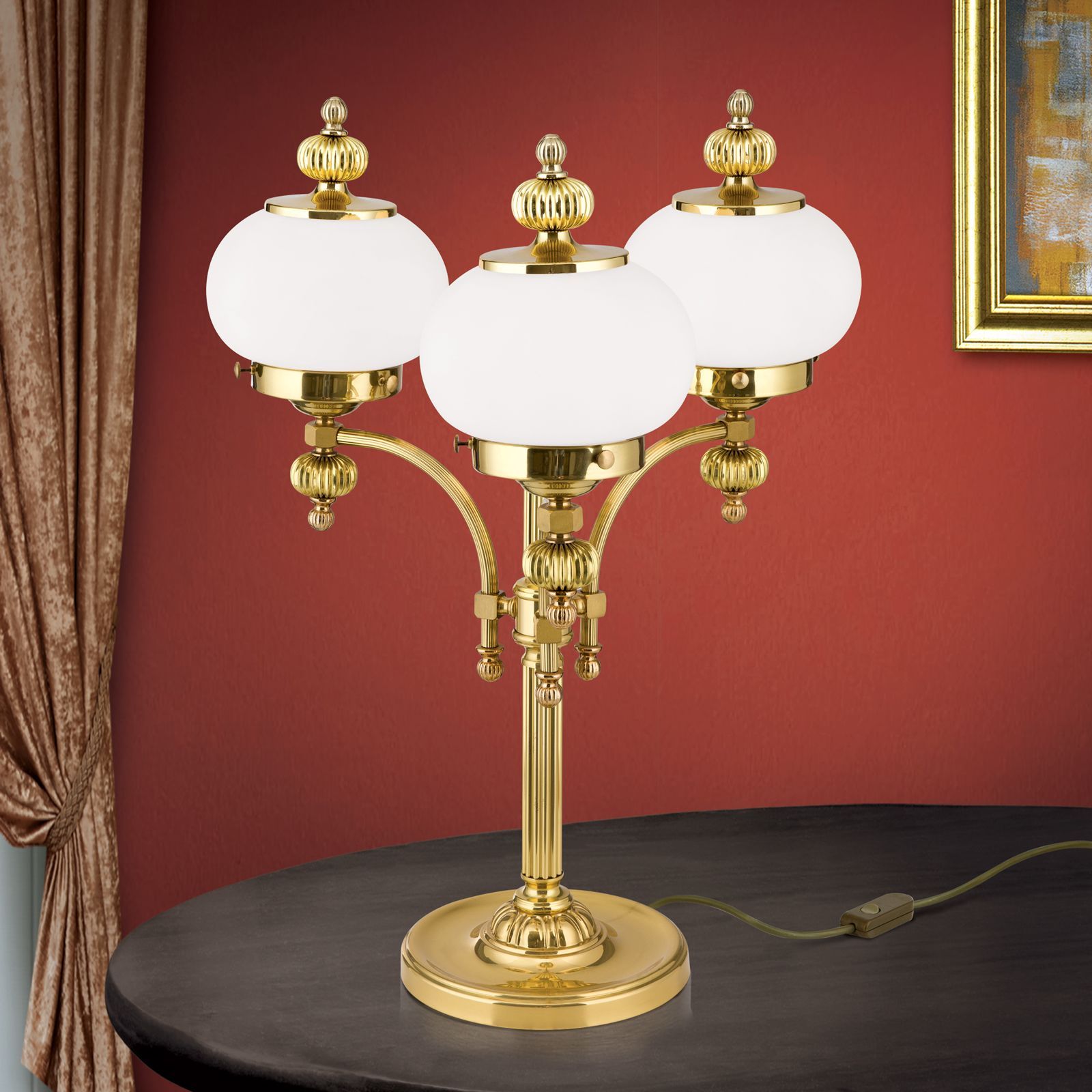 Латунная и стеклянная настольная лампа Orion Wiener Nostalgie ARCH-00056533 - Вид №2