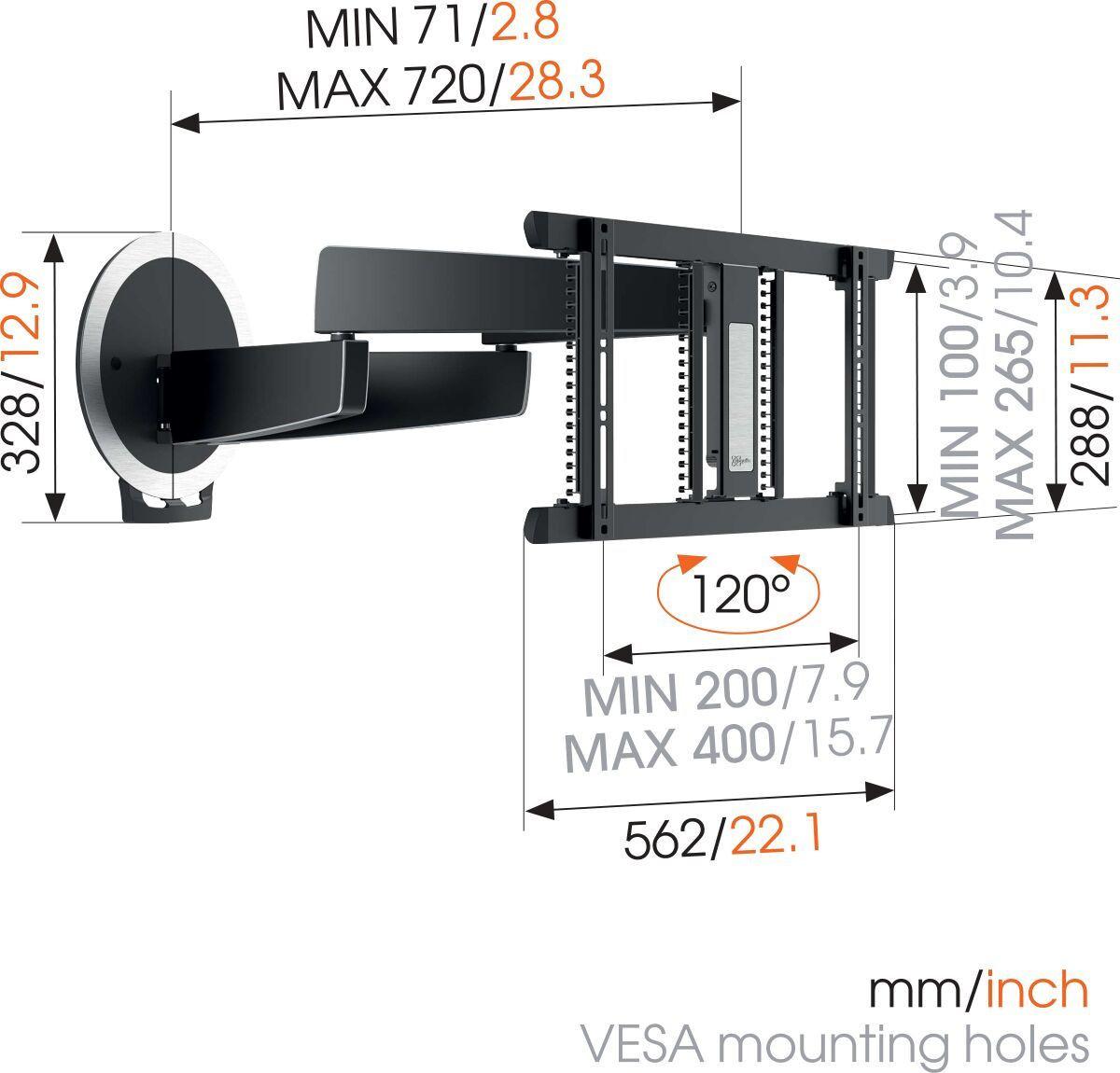Vogel's - Exhibo Регулируемый настенный монитор / подставка для телевизора Next sun-id-1396314 - Вид №4