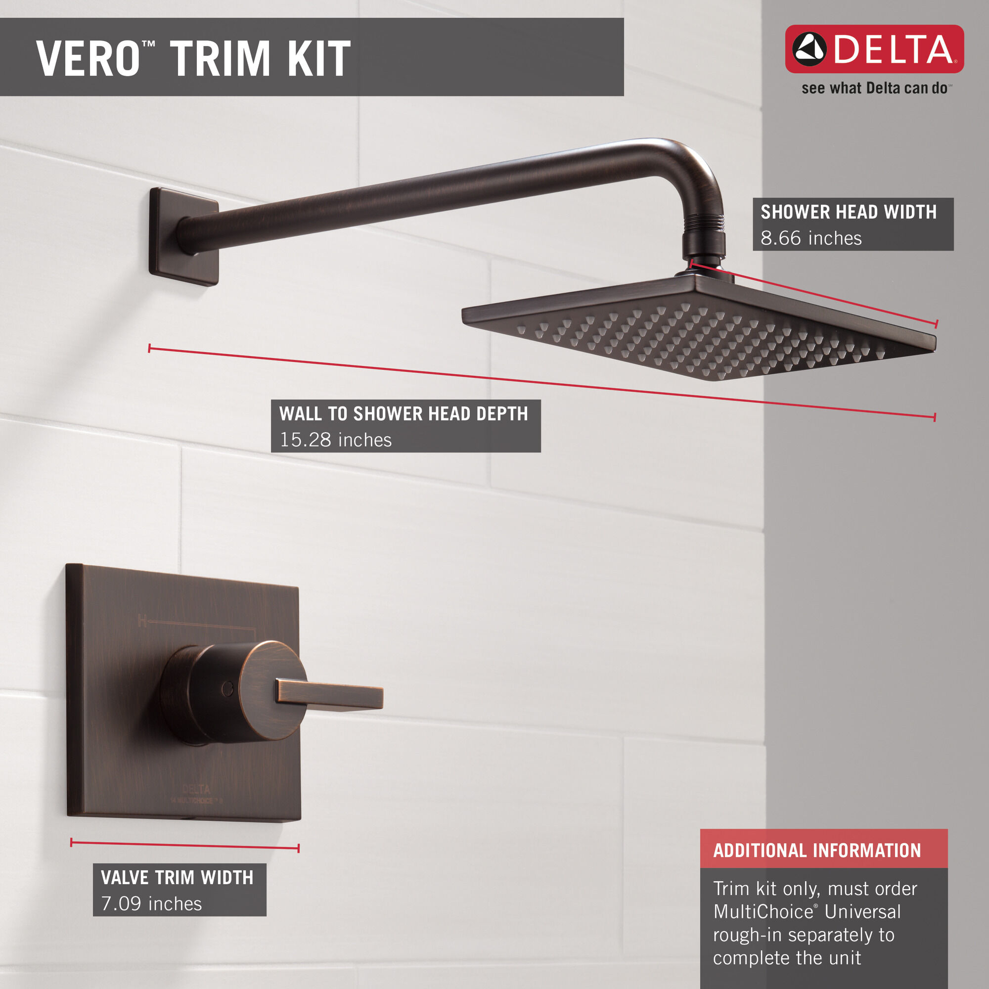 T14253-RB Облицовка для душа Monitor® серии 14 Delta Faucet Vero Венецианская бронза - Вид №1