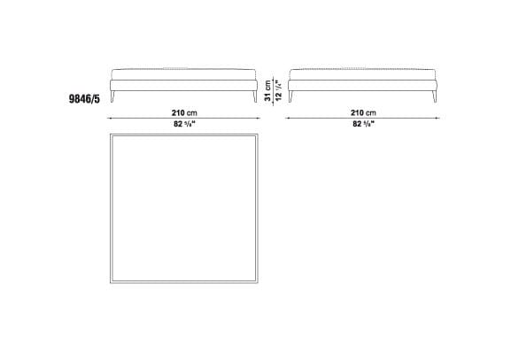Двуспальная кровать из ткани с высоким изголовьем Maxalto Filemone ARCH-00126408 - Вид №4