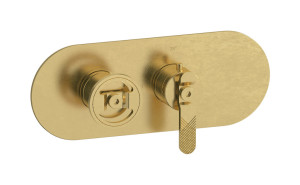 Комплект наружных частей термостата на 1 потребителей - горизонтальная овальная панель с ручками Bold WE ARE IB eua122onnb1 Natural Brass Aqua