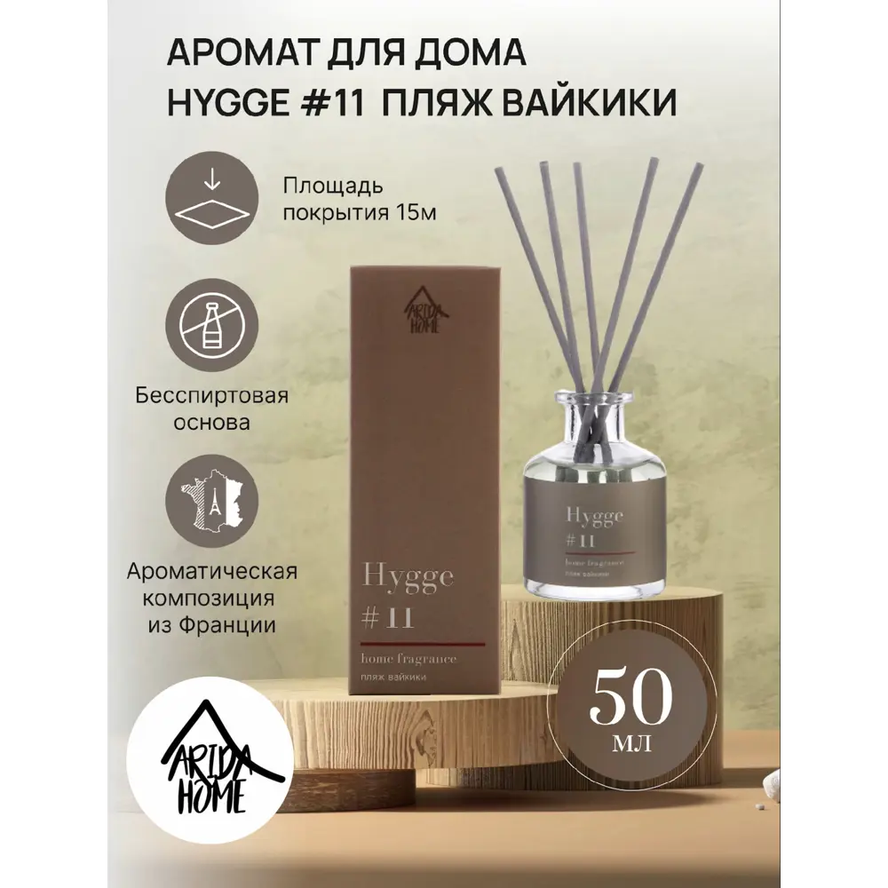 ARIDA HOME Диффузор Hygge 11 «Пляж Вайкики» с тропическим ароматом 84535149 STLM-0051584 - Вид №1