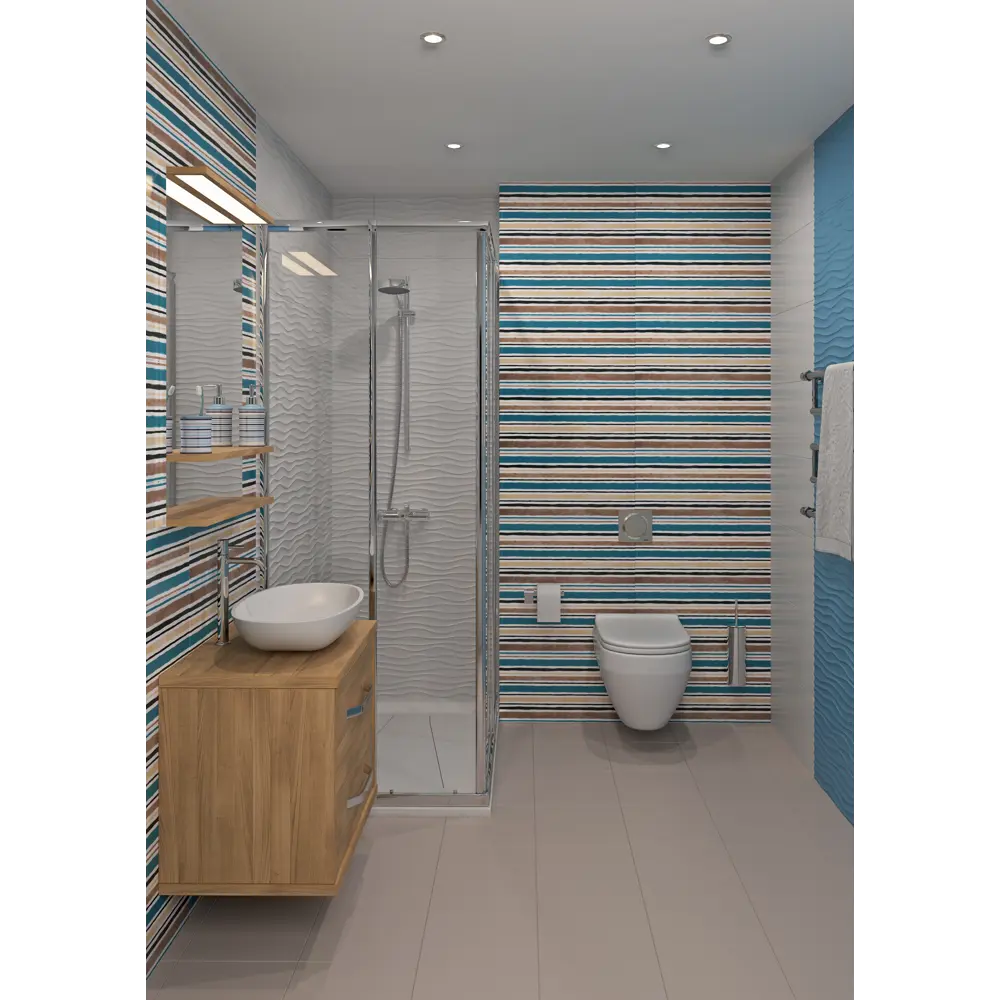 Плитка настенная «Дюна» 2Т 60x30 см 1.98 м² цвет бирюзовый Santreyd STLM-2037611 - Вид №3
