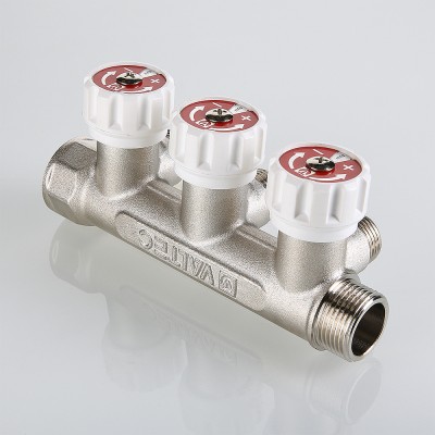 VTc.570.N.0503 Коллектор c регулирующими вентилями Valtec 3/4", 3 x 1/2"  - Вид №5