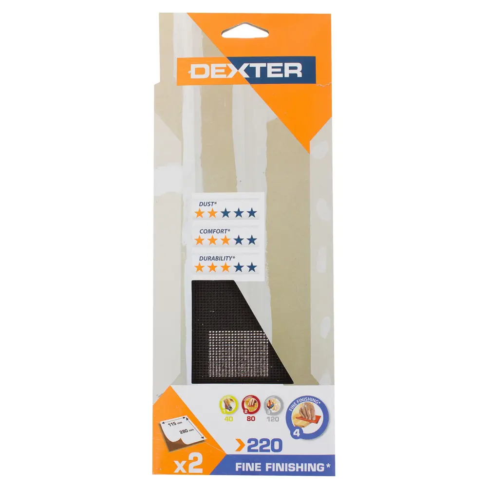Абразивная сетка Dexter для шлифовки гипса P220 280x115 мм, 2 шт 18783980 STLM-0012685 - Вид №2