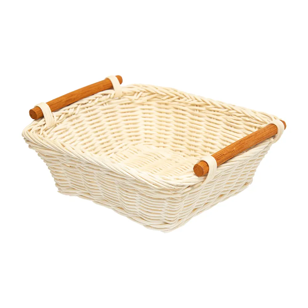 Корзина настольная с ручками 20x8.5x20 см цвет белый ротанг Santreyd STLM-2075193