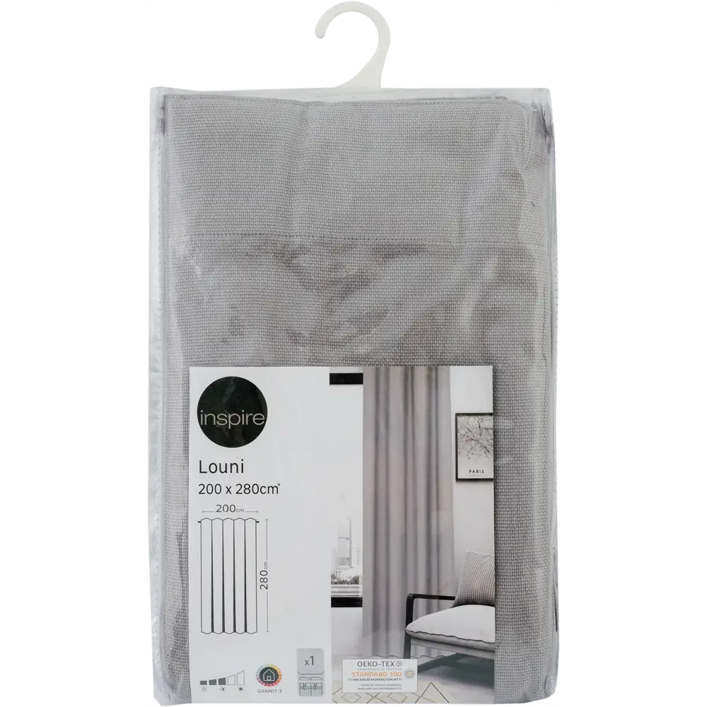 Штора на ленте Inspire Louni 200x280 см цвет серый Granit 3 82489444 STLM-2055442  - Вид №4