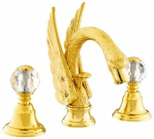 Bronces Mestre Смеситель для мойки на 3 отверстия с кристаллами swarovski® Antartica swan
