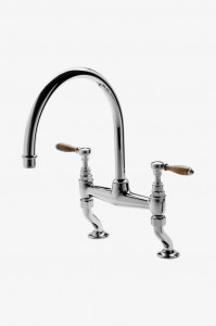 EAKM15 Смеситель для кухни с гусиной шеей Easton Vintage с двумя отверстиями, дубовые ручки Waterworks