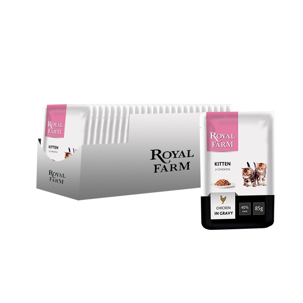 ПР0041264*24 Корм для котят курица в соусе конс. пауч 85г (упаковка - 24 шт) ROYAL FARM 