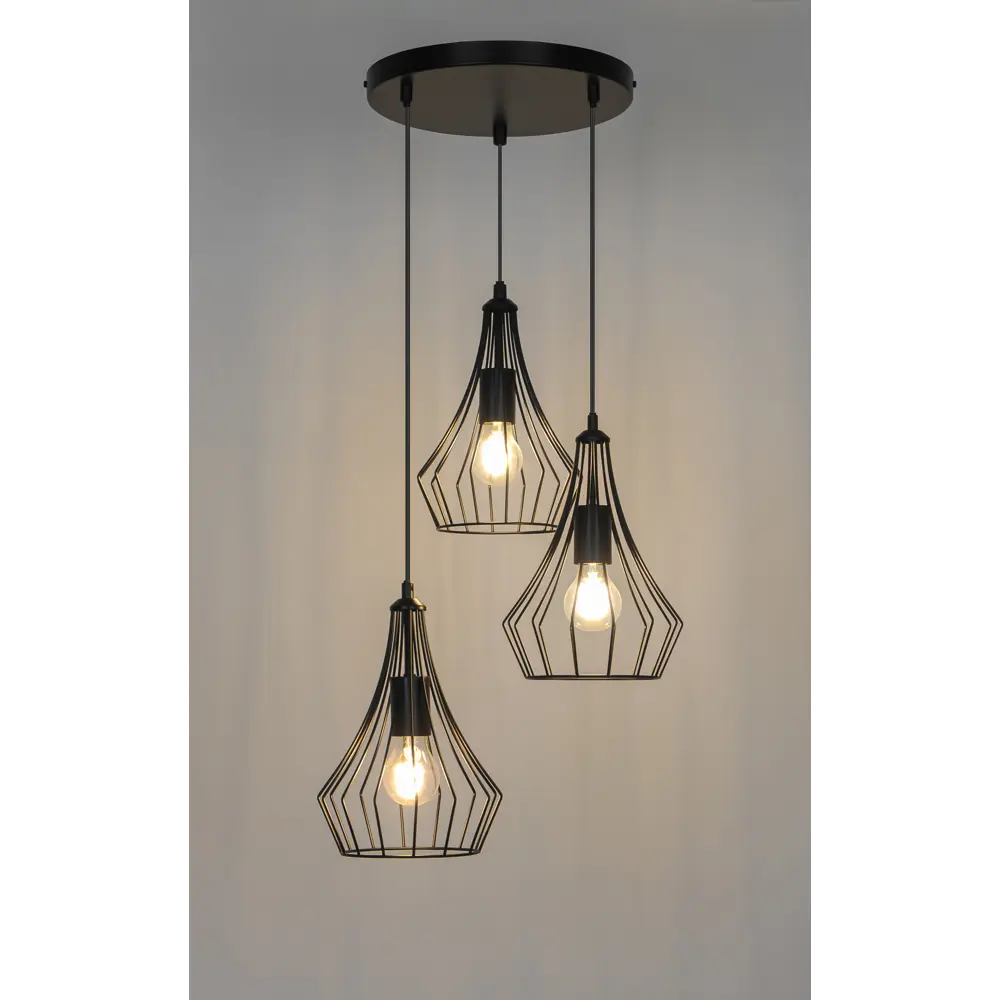 Светильник подвесной Ontario 3 лампы 20 м² цвет черный KREAFORTA STLM-2093053