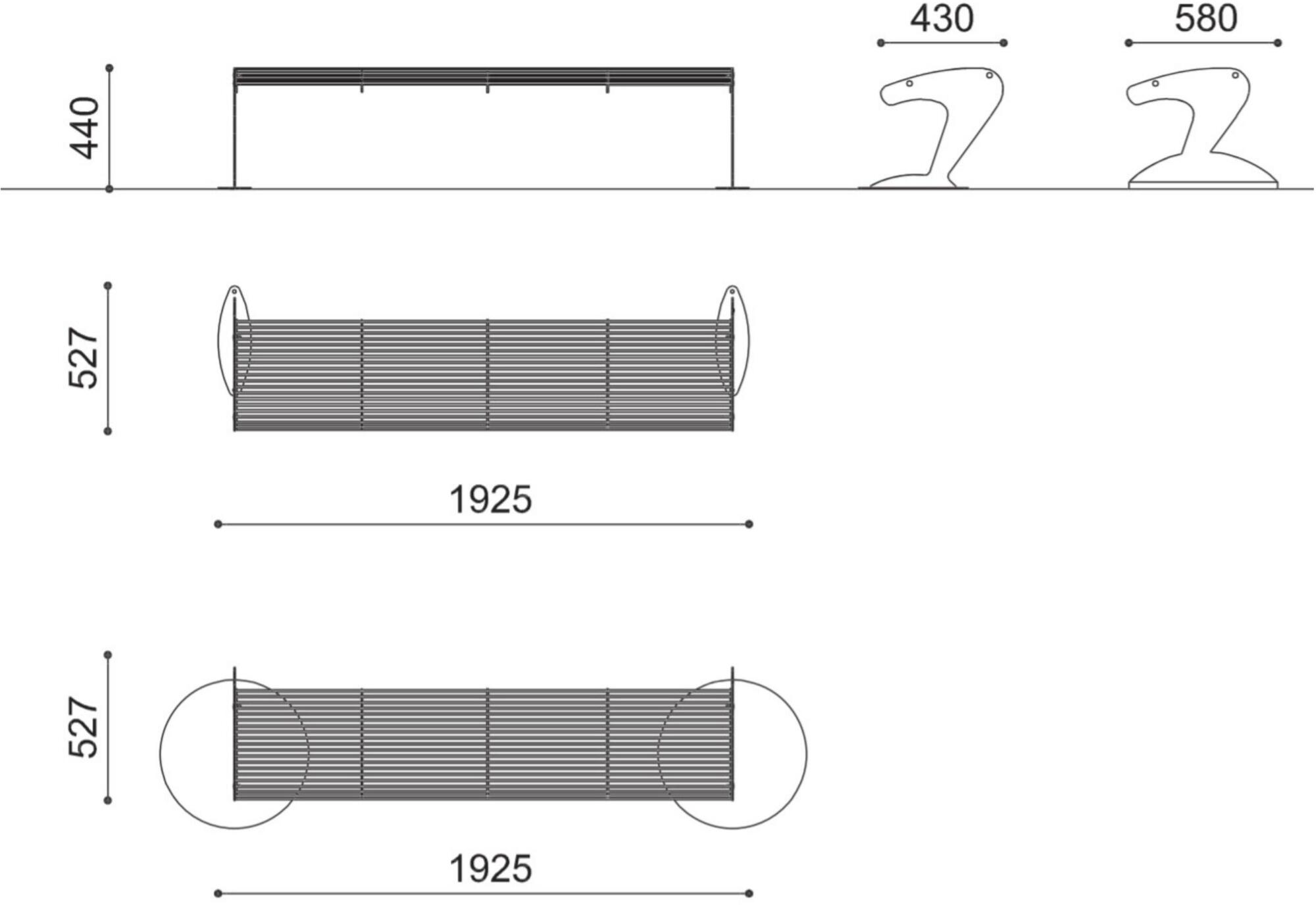 City Design Скамья стальная без спинки Albatros Albatros - pmb, pm - Вид №1