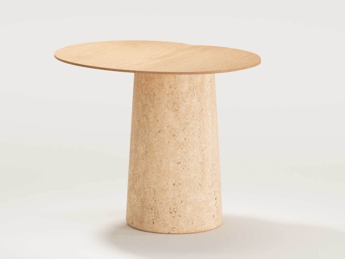 Высокий овальный журнальный столик из дерева и травертина Wewood Anchor ARCH-00147099