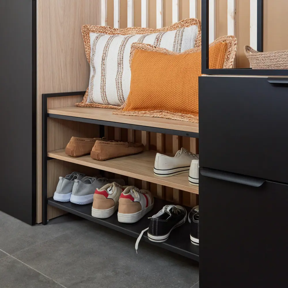 Этажерка для обуви Spaceo 80x55x35 см 3 полки дерево цвет чёрный STLM-2028644 - Вид №4