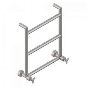 G7F-TWR3H2 Полотенцесушитель Современный круглый, 3 перекладины, 533 мм x 617 мм, водяной, с 2 декоративными крестовыми рукоятками Thg-paris Bondi Матовый никель