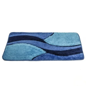 Коврик для ванной комнаты Волна голубой, 80x50 см