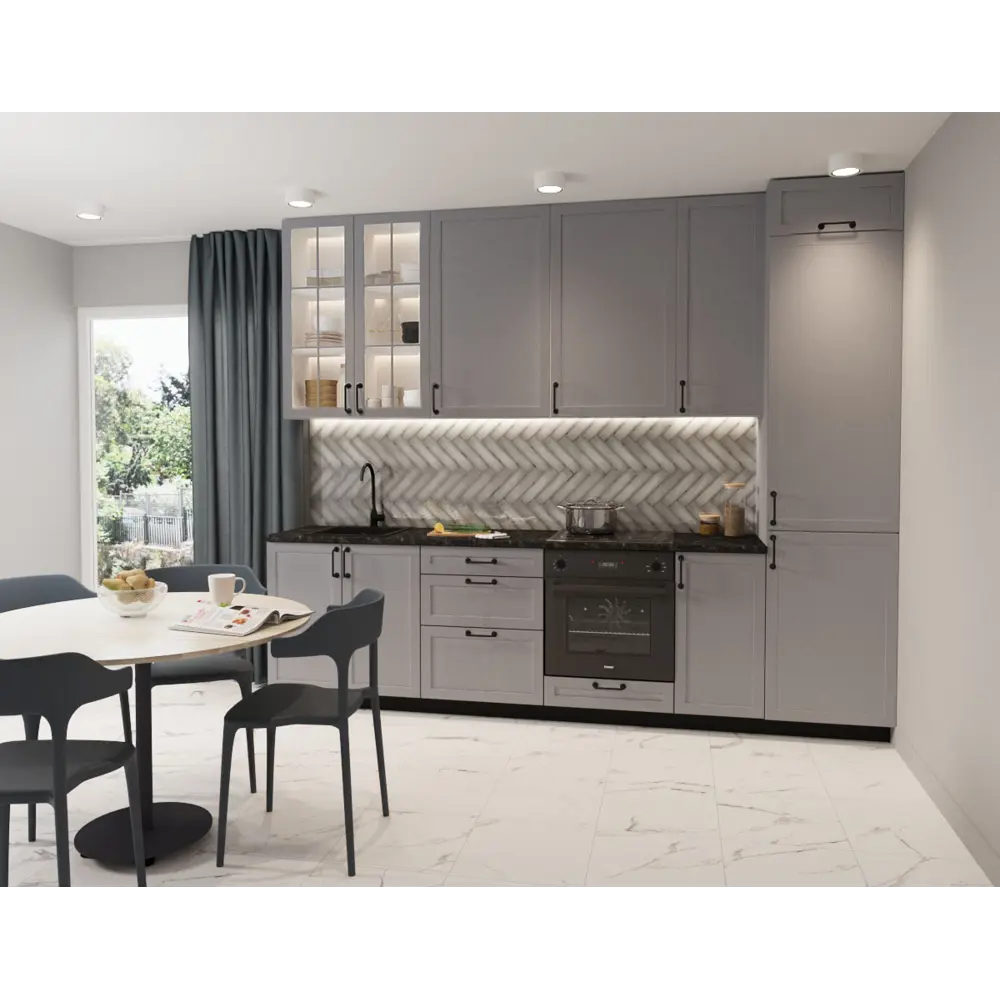 Карниз для кухонного шкафа Ньюпорт Delinia ID 220x7 см МДФ цвет серый Ньюпорт Серый STLM-2030164 - Вид №2