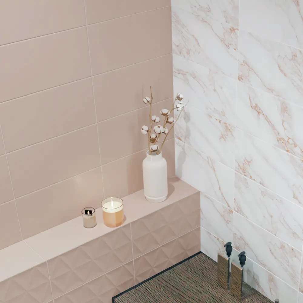 Настенная плитка KREAFORTA Mersey Mono 20x40 см 1.62 м² матовая цвет розовый STLM-2021953