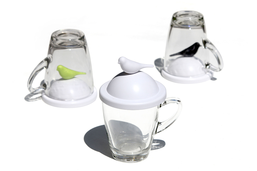 QL10300-WH-BK Чашка с крышкой sparrow, белая с черным Qualy  - Вид №3