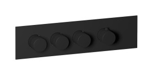 Комплект наружных частей термостата на 3 потребителей - горизонтальная прямоугольная панель с ручками Industria WE ARE IB eua321npnid1 Matt Black Aqua