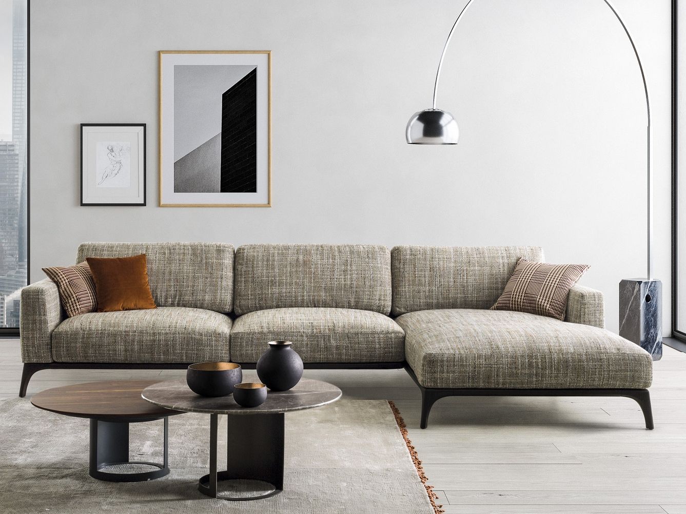 Тканевый диван с полуостровом BODEMA MILANO ARCH-00015405