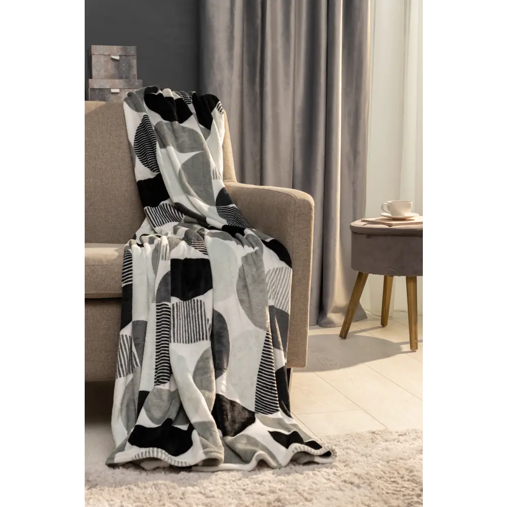 Плед Arli 200x220 см фланель цвет черно-белый Ardenza STLM-2090400 - Вид №3