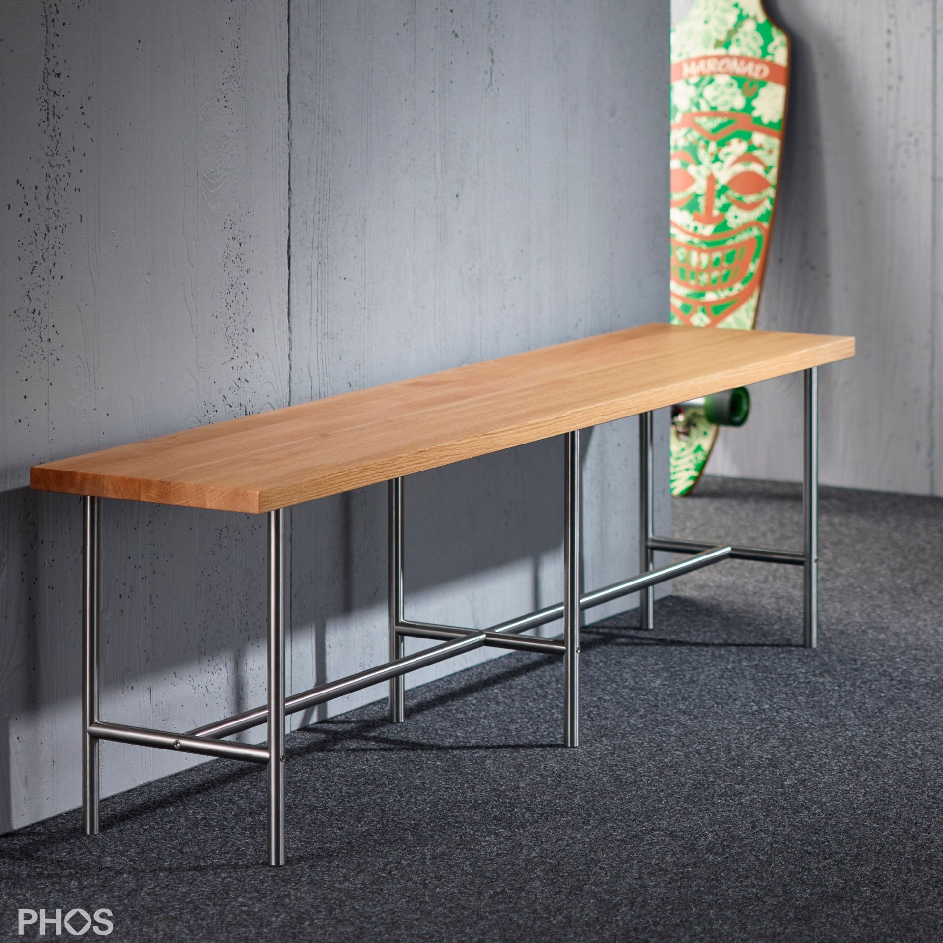 SiB1400-Eiche Скамья с сиденьем из массива дуба, ширина 155 см. PHOS  - Вид №1