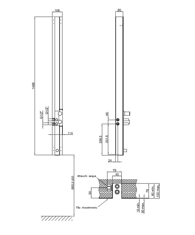 Настенная душевая колонка из нержавеющей стали с душем Fantini Rubinetti MILANOSLIM ARCH-00022659 - Вид №5