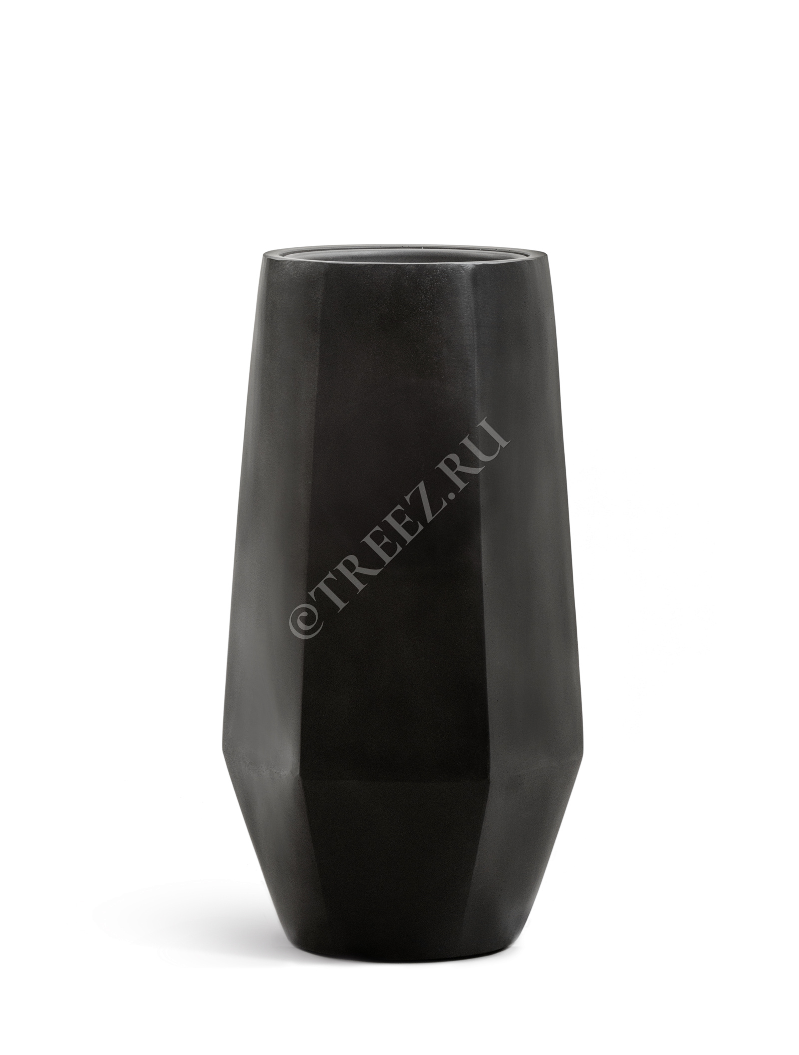 41.3321-08-048-BLCK-075 Кашпо  Effectory - серия Crystal - Высокий многогранник - Антрацит Цветочная коллекция  - Вид №2